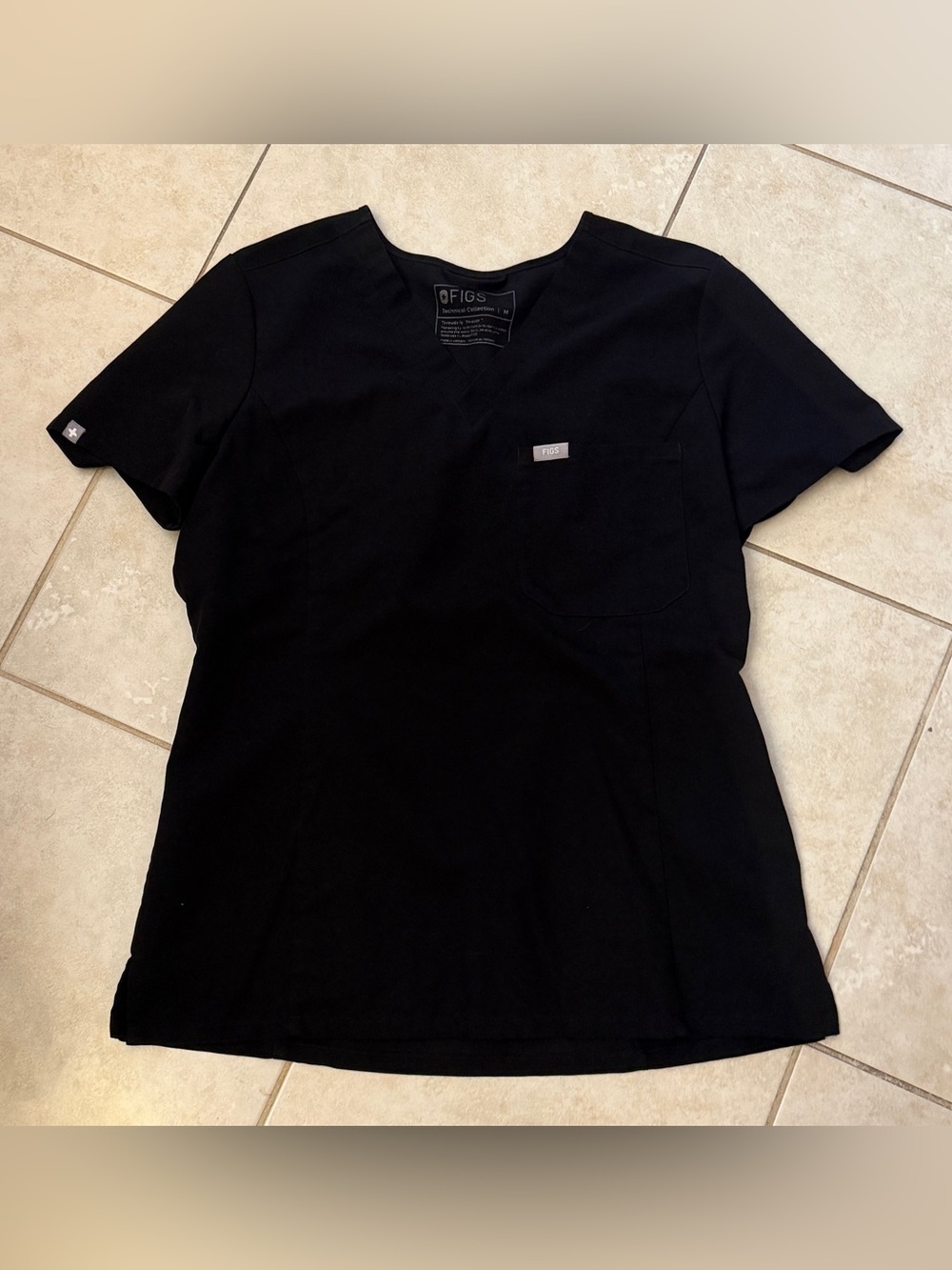 Figs Black Women's V-Neck Scrub Top